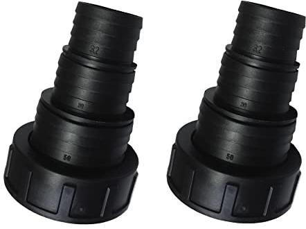 2 Stück: Stufenschlauchtülle Ø32 / 38 / 50mm x 2 Zoll Innengewinde Überwurfmutter