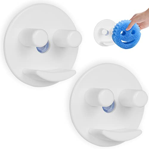 AUAUY 2PCS Schwammhalter, Schwammhalter für Küchenwaschbecken mit Saugnapf-Installation, Entworfen für Runde Schwämme, Spülmaschinenfest (Schwämme nicht enthalten)