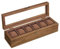 SONGMICS Boîte à Montres 6 Compartiments, Coffret à Montres en Bois, Écrin, avec Couvercle en Verre, Coussinets pour Montres, Couleur Noisette JOW006K01