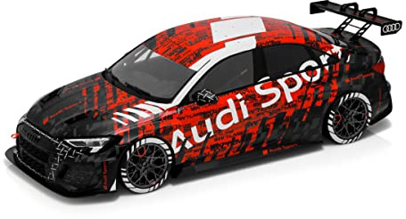 Audi 5022100351 Modellauto Sport Miniatur RS3 LMS, Modelljahr 2022, Maßstab 1:18, schwarz/rot/weiß