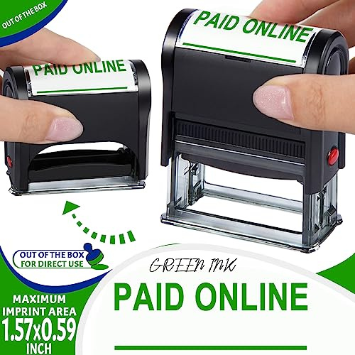 Bertiveny Paid Online Stamps Office Stamps Self Inking Personalized for Business Supplies Custom Rubber Business Paid Stamps for Office Supplies Paid Online Stamps Self Inking (Green)