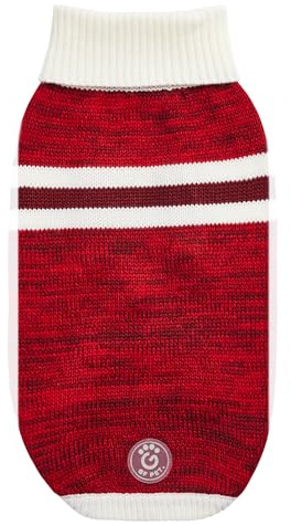 GF Pet Hundepullover Trekkingpullover Strickpullover Winterpullover für Hunde Häkeln Rollkragen Hundemantel - Rot - Medium