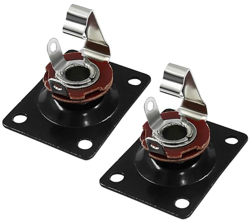 Jersvimc 2Pcs Metal Output Jack 1/4 Inch Bass Jack Plate, Black Input Jack Plate Guitar Jack Socket Electric Guitar Replacement Parts