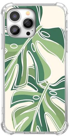 AOSSXIN Monstera Leaves Case Compatible with iPhone 13 Pro,Minimalist Plant Line Art Case for Men Women Teen,Trendy TPU Bumper iPhone 13 Pro Case