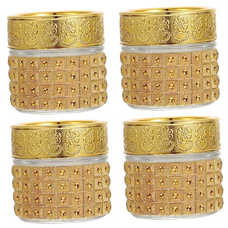 FRCOLOR Lot De 4 Bocaux De Rangement En Verre Doré 10g Petits Contenants Multifonctions Pour Conservation Alimentaire Domestique
