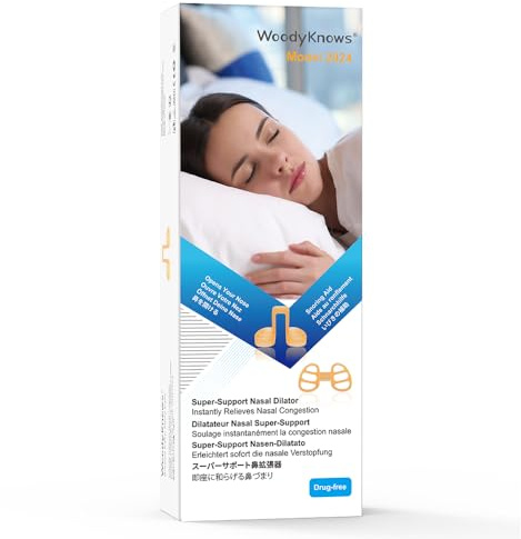 Dilatatore nasale Super-Support WoodyKnows, Modello 2024 standard, migliora il sonno e il flusso d'aria durante lo sport, la congestione nasale e l'aiuto al russamento correlato al naso(L 4Pacco)