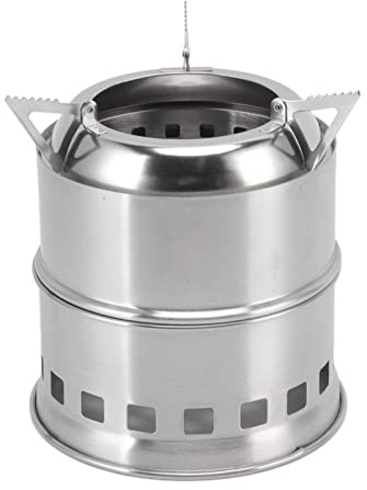 Mini Brûleur à Alcool, Réchaud à Alcool En Acier Inoxydable, Réchaud De Camping Avec Sac De Rangement, Brûleur à Alcool Compact, Réchaud De Camping Pour le Camping Et la Randonnée(round wood stove)