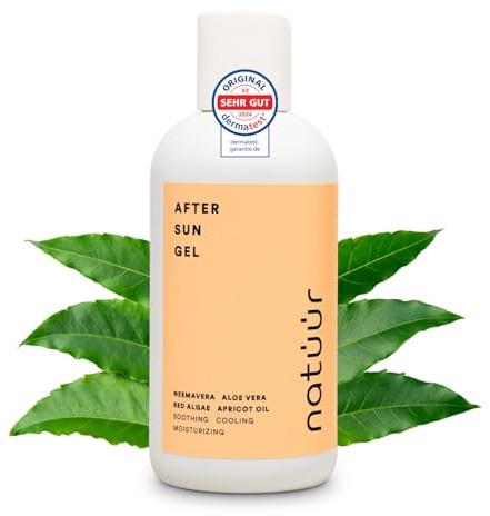 natüür After Sun Gel 200 ml | Feuchtigkeitsspendendes Aftersun | Mit NEEMAVERA® & Aprikosenöl | Natürliches After Sun mit Aloe Vera Pflanze | Kühlendes Aloe Vera Gel zur Hautpflege nach Sonnenbad