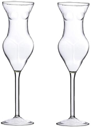 Jarsense Cocktail Glasses Set of 2,Body Shaped Cocktail Glasses,Quality Champagne Glasses,Exspresso Martini Glasses,for Wedding,Party,Family Dinner 200ml