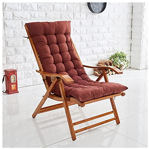 Bequemer Gartenliegestuhl, Camping-Strandliegestuhl, Klappstühle aus Holz mit gepolsterten Sitzen, Liegestühle, Liegestühle am Pool, Außenhof, Strand, Braun-Ergonomisch (Farbe: Braun)