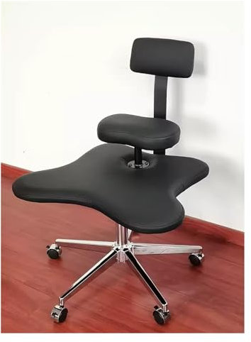 ASerZenith Schreibtisch-Kniestühle, ergonomischer Kniestuhl mit Abnehmbarer Rückenstütze, rollender Bürostuhl mit gekreuzten Beinen, ADHS-Stühle für Erwachsene und Kinder, Schwarz, Einheitsgröße