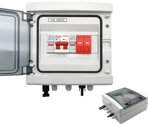 Coffret Electrique Etanche,Tableau Electrique Boîte de combinaison solaire photovoltaïque PV, 500V, 1 entrée, 1 sortie, avec Protection contre la foudre, fusible DC MCB SPD, boîte étanche(DC MCB 32A)