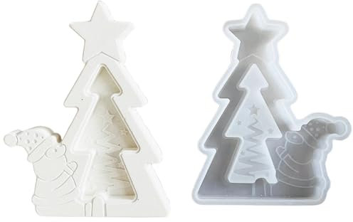 Weihnachten Silikonformen Gießformen Kerzenhalter Weihnachten Silikonform Einschieber Kerzenformen für DIY Kerze, Handwerk, Heimdekoration (Weihnachtsbaum)
