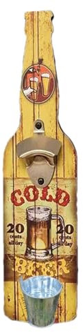 Abrelatas montado en la pared, abrebotellas para colgar, abridor de botellas con tapa colector, abridor de botellas vintage montado en la pared, adecuado para hombres y amantes de la cerveza