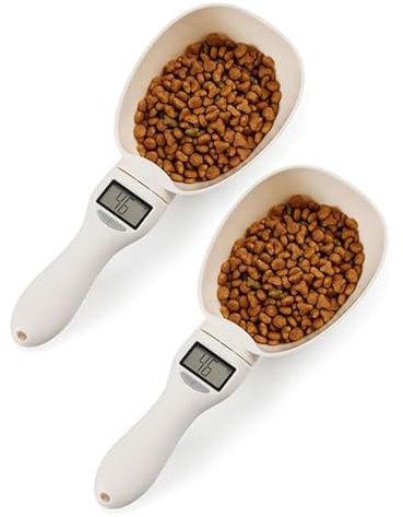 Digital Measuring Spoon Scale, Electronic Adjustable Measuring Spoon Scale 800g / 0.1g High Precision for Kitchen Gadgets Daily Meals Pet/Dog Food Measuring Scoop (2Pcs)