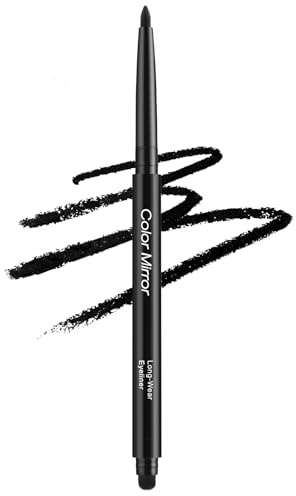 Color Mirror Gel Eyeliner, Wasserfest & Wischfest, Langanhaltend mit Cremiger Textur – Einziehbarer Eyeliner-Stift mit Bürste & Integriertem Anspitzer (01 Schwarz Matt, 0,25 g)