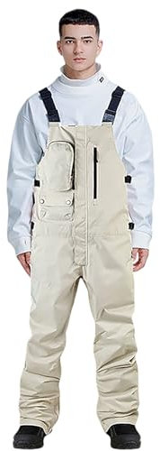 Sunnyuk Pantaloni Snowboard Uomo, Tuta Sci Uomo Salopette da Neve Montagna Tuta Invernale Sci Pantaloni Curvy Snowboard Pantalone Taglie Forti Impermeabile Elasticizzati Termici