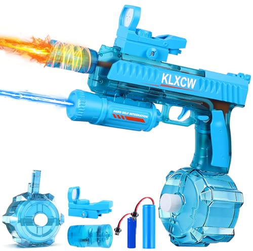 IEEILULU Wasserpistole Elektrisch, Elektrische Wasserpistole mit Licht, Electric Water Gun mit 750ml Großer Inhalt, Ideal für Wasserpistolenschießspiele (Blau-1)