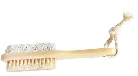 PACKOVE Raspador de Pies Mango de Madera y Piedra para Reducir Callos y Promover Metabolismo, 2 Unidades Beige para Cuidado y Salud los Pies de Mujeres y Ancianos