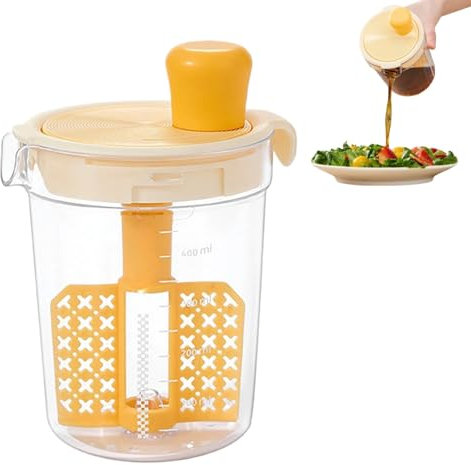 Salad Dressing Mixer Cup, Egg Mixing Cups, Oil and Vinaigrette Dressing Bottles, Kitchen Hand Mixing Tools, Household Multifunctional Mixer(Yellow)