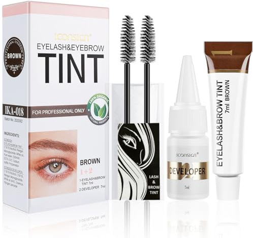 Augenbrauen Kit Augenbrauenfarbe, Farbe für Wimpern, Augenbrauen färben für einen natürlichen Look und ein langanhaltendes Ergebnis für 4-6 Wochen, 7ml, Braun/Hellbraun