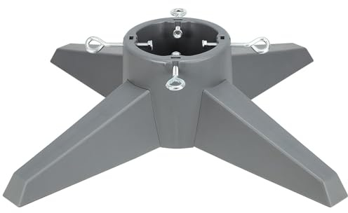 HarcoHome Christmas Tree Stand for Live Tree, Fits up to 8ft Real Tree, Sturdy Christmas Tree Holder with Spike for Real Tree, Xmas Tree Base Stand (Grey)