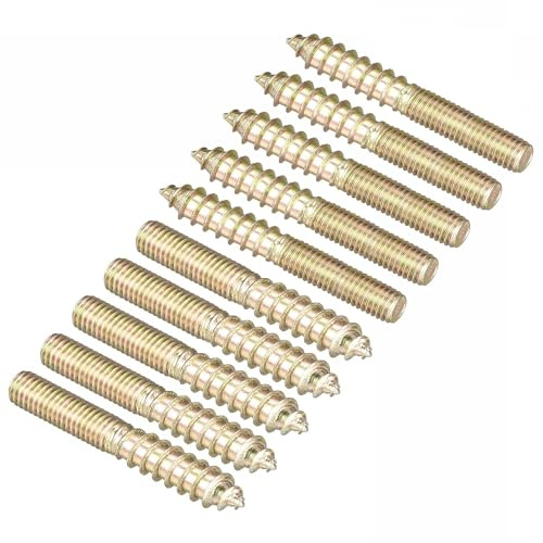 TA-VIGOR 12Pcs Hanger Bolts, M5x40mm Double Headed Bolts Self Tapping Screw, Double Ended Dowel Screws for Wood Joint Furniture