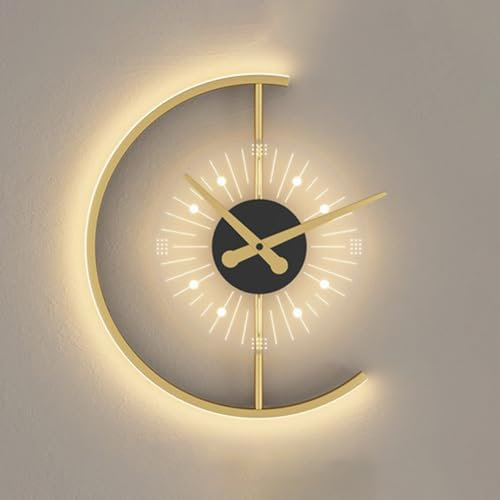 EOEO LED Innen Wandleuchte 12W Moderne Dimmbar Wandlampe mit Uhren und Fernbedienung Nachttischlampe Metall 3000K/4500K/6000K Runde Wandbeleuchtung für Schlafzimmer Arbeitszimmer Wohnzimmer