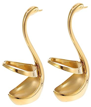Didiseaon 2 Pièces Porte Couverts Forme de Cygne Support de Rangement Élégant pour Cuillères et Fourchettes Ensemble de Or Décoration de Cuisine Pratique et Chic
