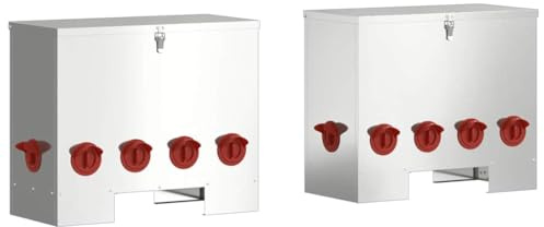vidaXL Hühnerfütterer 2 pcs Silber 60,5 x 29 x 51 cm Verzinkter Stahl, Garten und Terrasse, Rechteckig, Modernes Design, Langlebige Materialien, Nachhaltige Optionen, Vielseitiger Außenwohnraum