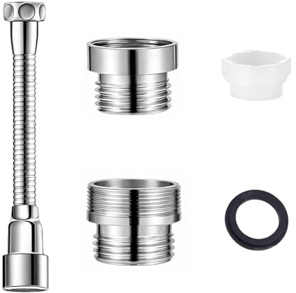 3 Stück Set Wasserhahn Verlängerung Mit 2 Stück Adapter, faucet extender,Metall Wasserhahnadapter, Bäder und Toilette, Flexibler Aufsatz für Küche
