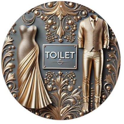 Toilette – Targa rotonda in metallo vintage per casa, bar, giardino, decorazione da parete, poster in metallo, 20 x 20 cm