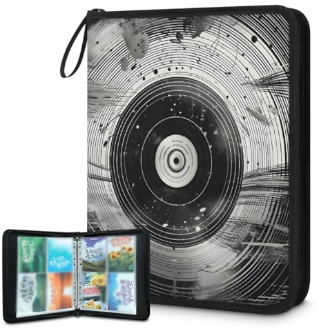 Carpeta para tarjetas coleccionables de 4 bolsillos, color negro, con fundas extraíbles, impermeable, con cremallera, capacidad para 50 páginas y 400 tarjetas