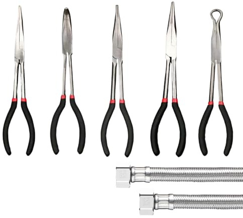 Pinze a punta fine - Utensile da taglio con angoli di 25, 45 e 90 gradi - Pinze a punta fine a portata lunga di 28 cm, per idraulici, gioielli, artigianato, lavori elettrici e automobilistici