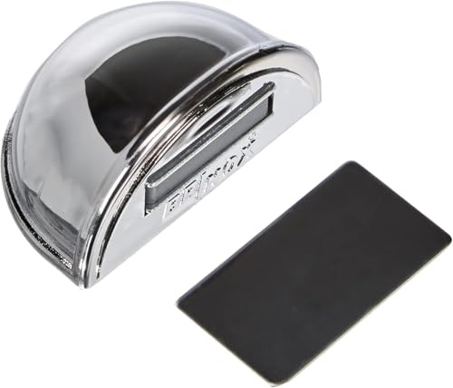 Brinox Tope de Puerta con Imán, Adhesivo, Fabricado en España, Cromado, Incluye Placa de Acero Inoxidable, Protección de Paredes y Muebles, 1 Unidad (Paquete de 5)