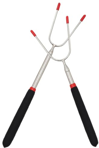 TOYANDONA 2 Stück Grillgabeln Edelstahl mit Isoliertem Pvc Griff Teleskopspieße Mittelgroß für Outdoor Bbq Marshmallows Würstchen und Gemüse