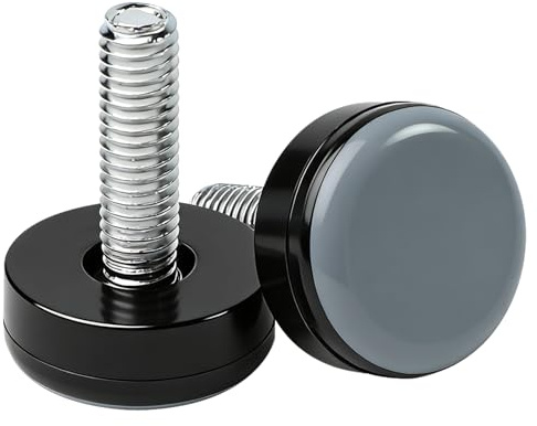24 Stück Teflon Gleitfüße mit M6 Gewinde Ø 20mm, Höhenverstellbare Stellfüße Nivellierfüße für Stühle Tisch Möbel Böden
