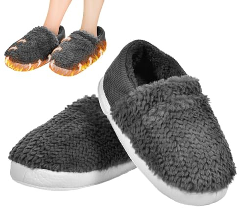 Zapatos de calor eléctricos USB, diseño de bota, pie recargable, calentadores de felpa gruesa de invierno, 11.81 x 4.33 pulgadas, suelas del pie, zapatos de algodón cálido para uso doméstico y oficina
