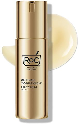 RoC Retinol Correxion Deep Wrinkle Retinol Face Serum with Ascorbic Acid, Anti-Aging Treatment for Fine Lines, Dark Spots, Post Acne Scars, 1 Oz (Packaging May Vary)