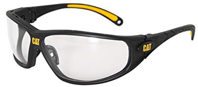 Caterpillar Tread Safety Glasses, Black and Yellow, Smoke