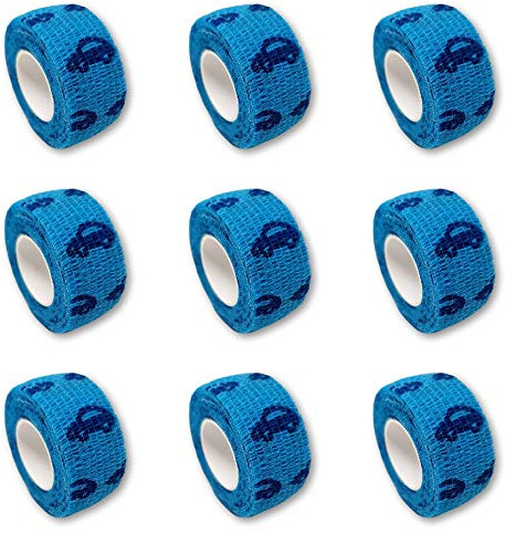 EKNA set med 9 plåster för barn | fingerbandage | gipsbandage | plåster utan klister - Med valfritt motiv - 2,5 cm x 4,5 m - elastiskt, vattenavvisande, sammanhållande