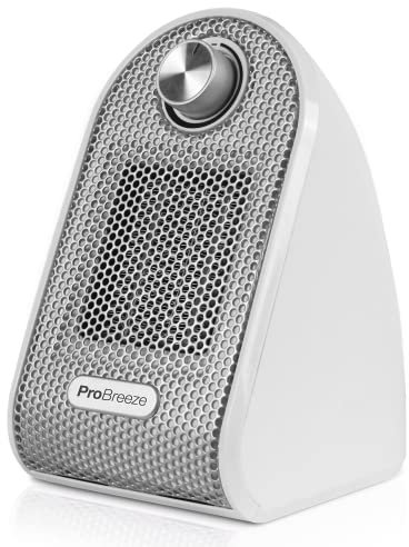 Pro Breeze Mini Heater - 500W Ceramic Fan Heater with Built-in Thermostat, Heat Dial, Overheat & Tip-Over Protection - Personal PTC Electric Fan heater Ideal for Over or Under Desk Heating