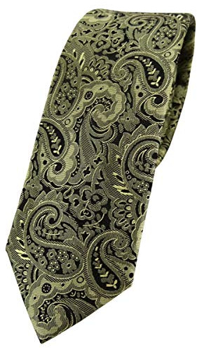 TigerTie - schmale Designer Seidenkrawatte in Paisley gemustert
