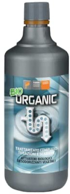 Faren BIO ORGANIC, Disgorgante Organico per il Trattamento di Scarichi, Tubazioni, Fosse Biologiche, con Attivatori Biologici in alta concentrazione, Elimina Odori, 1 Lt