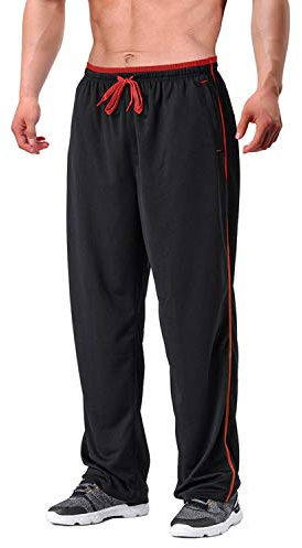EKLENTSON Men's Tracksuit Bottoms Mesh Jogging Sweat Pants with Zipper Pockets Open Bottom Athletic Pants Loose Fit
