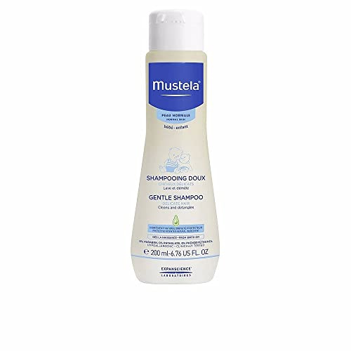 Mustela Champú Suave con Perséose de Aguacate BIO y Camomila, Cuerpo y Cabello, Bebés, Niños, Toda la Familia - Evita la formación de pequeños nudos, No quema (200ml)