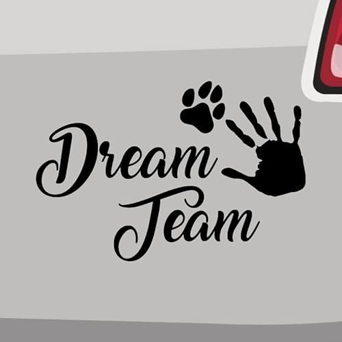 DreamTeam Aufkleber - Hund Haustier Begleithund - Schwarz - 9x6cm - Made in Germany - ORACAL Vinyl - Outdoor - Wasserfest - Einfarbig - Rechteck - Tier Motiv