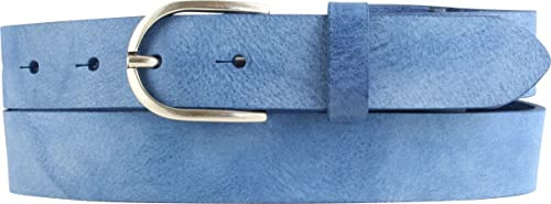 BELTINGER Damen-Gürtel Aus Weichem Vollrindleder Vintage-Look 3 cm | Schmaler Ledergürtel für Damen 30mm Used-Look | Blau 95cm