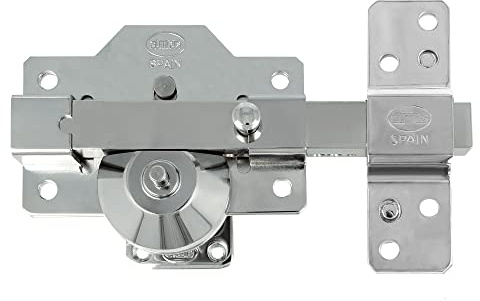 Amig Verrou de suralimentation haute sécurité pour portes en bois | Mod. 8 Plus | 90 x 154 mm | Avec cylindre rond de sécurité et verrou | Acier argenté