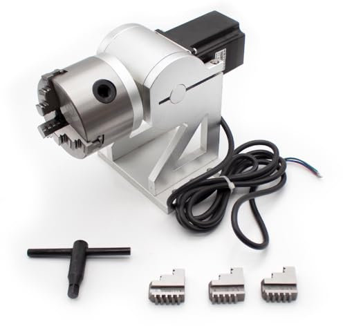 LeTkingok Electric Rotary Shaft, 80MM Chuck Laser Marking Machine Rotary Workbench Laser Engraving Machine Rotating Fixture Accuracy 0.2MM